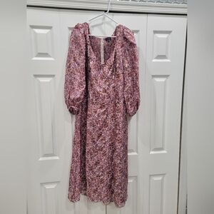 J Crew Smocked Puff-Sleeve Midi Dress Size 16